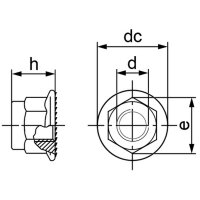 100 X Flanschmuttern selbstsichernd mit Sperrverzahnung DIN 6926 Edelstahl A4-80 M 6