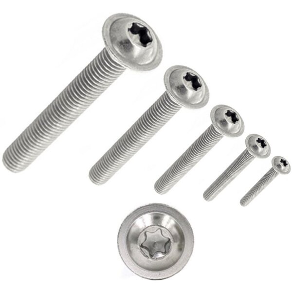 500 X Flachrundkopfschrauben ISR mit Flansch Vollgewinde ISO 7380-2 Edelstahl A2 M 4X20/20 TX20