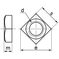 Vierkantmuttern DIN 557 Edelstahl A2-70 A4-80 M