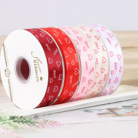 Satinband 2,5 cm breit aus Polyester mit Herzmotiv LOVE...