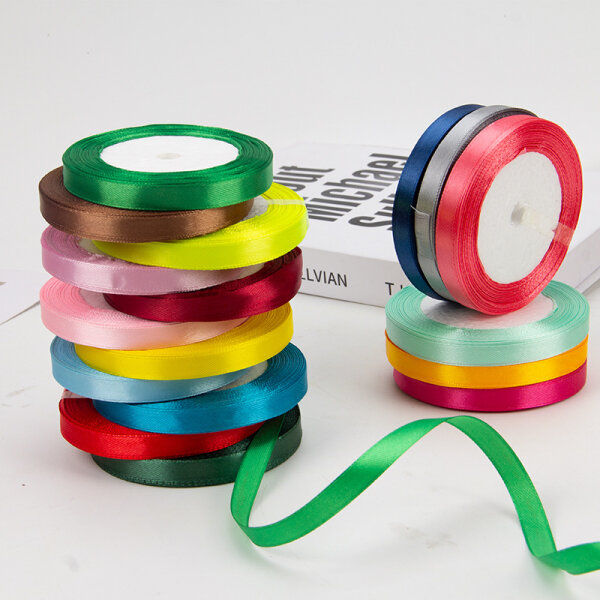 1 cm breites Satinband aus Polyester für Geschenkverpackungen, Hochzeiten und Dekorationen in vielen Farben