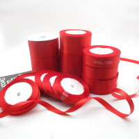 Rotes Polyesterband 0,3-8 cm breit, 22 m Rolle, ideal für Geschenkverpackung, Dekoration und Hochzeiten