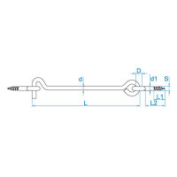 25 X Sturmhaken mit 2 Ösen 6.00x250 Edelstahl A2