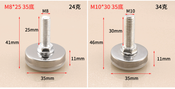 Höhenverstellbare Möbelfüße aus Edelstahl und Nylon, robust und modern, ideal für Möbel, Regale und Schränke