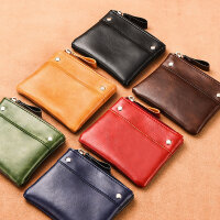 Mini-Geldbörse aus PU, unisex, kompakt und praktisch, mit Reißverschluss, Vintage-Design, in mehreren Farben