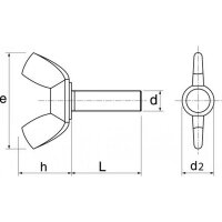 Fl&uuml;gelschrauben Amerikanische Form Edelstahl A2 M4-M10 &auml;hnlich DIN316