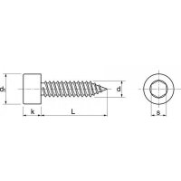 Blechschrauben Zylinder Edelstahl A2 Innensechskant Form C