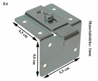 Einstellbarer Möbelaufhänger Stahl S=1 mm, B=4.5 cm, L= 5.5 cm