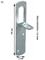 Stahl Schrankaufhänger S=1.6 mm, B=2.0 cm, L=10 cm