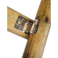 B2B geformter Winkelverbinder aus Stahl f&uuml;r Rundholz &oslash; 80 - 100 mm an Kantholz