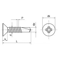 1000 X Bohrschrauben mit Senkkopf, Form O DIN 7504 A2 O 2,9X19 H